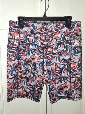 AB3 Navy, Coral & Light Blue Swirl Bike Shorts